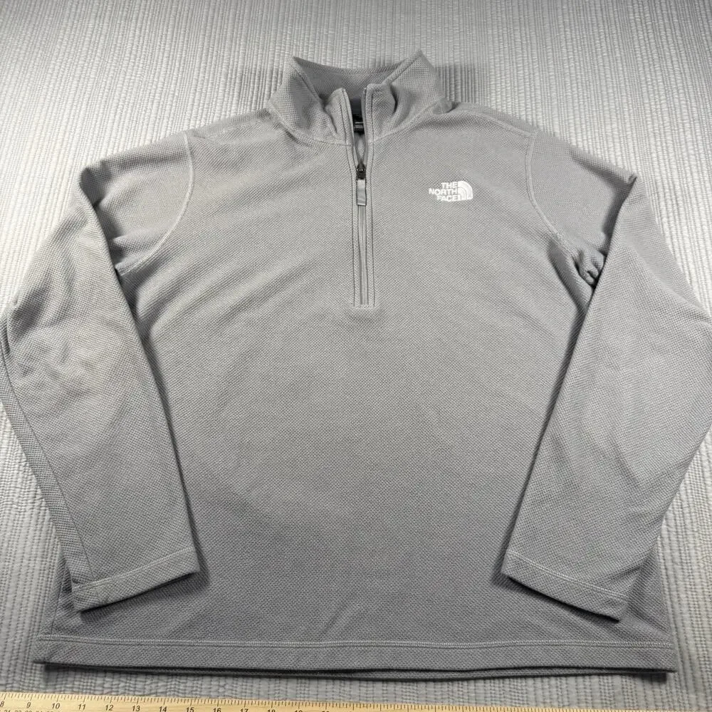 North Face Pullover 1/4 Zip Fleece Sweater Mens XL Gray Gorpcore Y2K